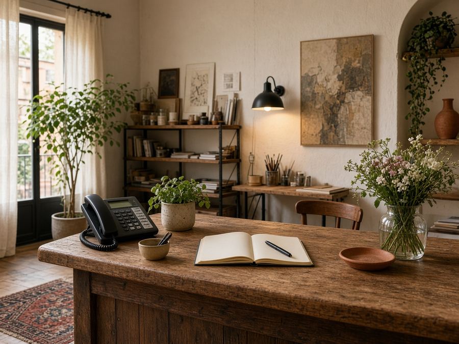 Contact desk at Wretccleri Studio in Bologna